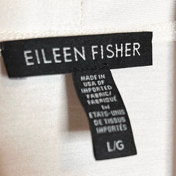 EILEEN FISHER white tencel long cardigan with pockets size large - Picture 5 of 6